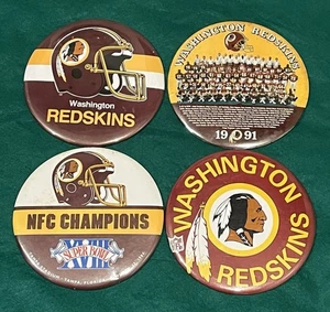 "Lote de 4 prendedores de botones grandes de 6"" diferentes Washington Redskins" - Imagen 1 de 3