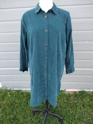 Vestido camisero J.Jill de pana suave color pavo real talla M nuevo con etiquetas Foto 1 de 4