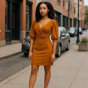 Boohoo Stylish Sexy Formal Mustard Yellow Draped Dress Size 12 - Picture 1 of 5