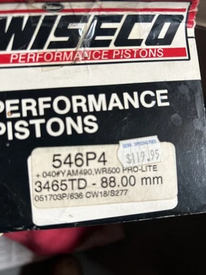 WISECO 546M08800 493cc 88.00mm PISTÓN YAMAHA WR500 YZ490 1mm OVER BORE BIG 546P4 Foto 1 de 2