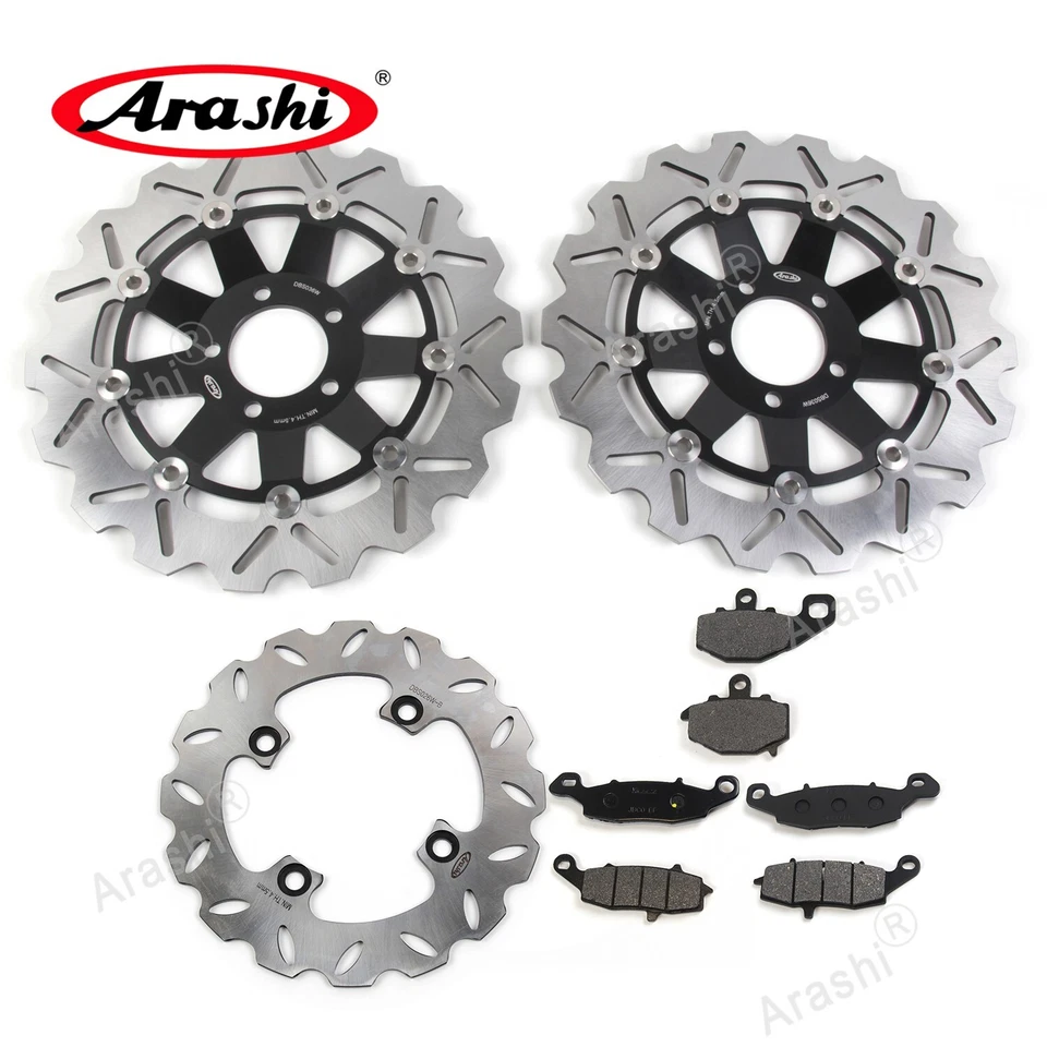 Rotor de disco de freio dianteiro traseiro + pastilhas de freio orgânicas para Kawasaki Z750S 2005 2006 - Imagem 1 de 4