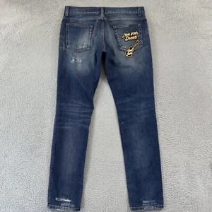 Pantalones de mezclilla Dolce & Gabbana para hombre 35x34 azul desgastado bordado clásico botón mosca - Imagen 1 de 16