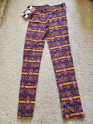 Pantalones Leggings Niñas Medianos Patrón Naranja Púrpura Firmado D Foto 1 de 4