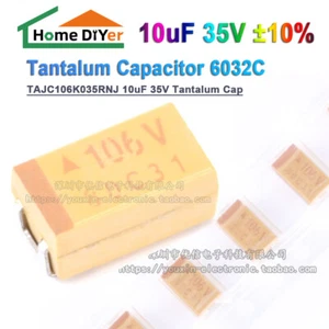 Original AVX TAJC106K035RNJ 10uF 35V ±10% Tantal Kondensator 6032C Gehäuse 10 Stück - Bild 1 von 5