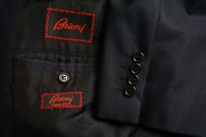 Brioni Palatino S150s Wool Dark Blue Jacquard Striped Sport Coat Jacket Sz 48R - Picture 1 of 9