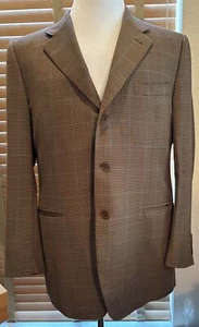 CANALI Brown Gold Blue Windowpane Wool Sport Coat Blazer Sz 52 US 44R.    P18450 - Picture 1 of 7