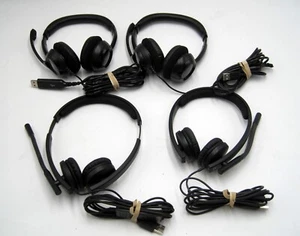 Set of 4 - Logitech H570e & H390 USB Wired Stereo Headset Noise Cancelling - Picture 1 of 3