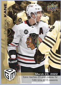21/22 UPPER DECK GAME DATED MOMENTS PATRICK KANE GOLD /100 UD #70 GDM