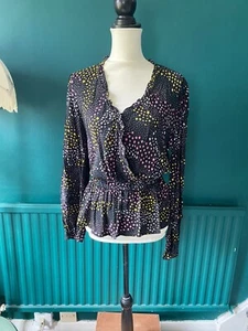 m s collection size 6 ladies long sleeve star faux wrap blouse - Picture 1 of 5