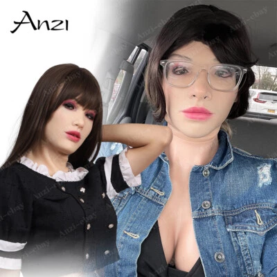 Anzi Realistic Silicone Female Mask Cosplay Transgender Full Masks Crossdresser - Image 1 of 4