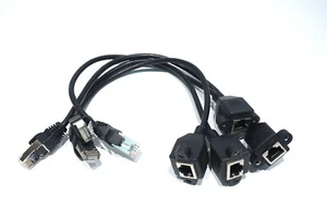 (4) RJ45 CAT5e 4P MACHO A HEMBRA PANEL DE TORNILLO MONTAJE 1 FT ETHERNET CABLE DE EXTENSIÓN - Imagen 1 de 4