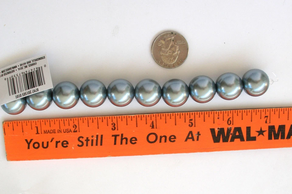 Cuentas estilo acrílico/perla sintética gris/gris 18 mm 10 piezas hebra de 7 pulgadas Foto 1 de 1