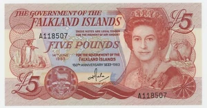 Falkland Islands 5 Pounds 1983 P 12 UNC Uncirculated Banknote Conmemorative R07 - Picture 1 of 2