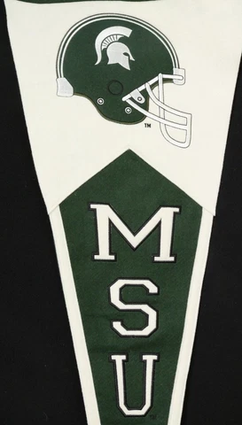 40" Michigan State University Spartan Football MSU Embroidered Wool Pennant Flag Cover