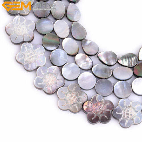 Vente en gros perles de fleurs en coquille naturelle authentique pour la fabrication de bijoux 15" gemme-intérieur