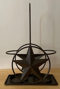 Weinbehälter für zwei Flaschen Metall Texas Star Design mit Griff Farbe: Braun - Bild 1 von 6