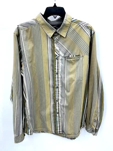 Prana Shirt Mens Large Multicolor Stripe Long Sleeve Button Up Rockabilly - Picture 1 of 6
