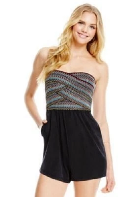 Jessica Simpson Caitlin 无肩带刺绣紧身连身裤 带口袋 XSmall 全新带标签 — 第 1/4 张图片