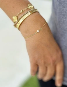 14K Massiv Gelbgold Armband simuliert Diamant Armband Kette Geschenk 0,20ctw - Bild 1 von 13