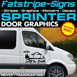 to fit MERCEDES SPRINTER LIVING DREAM DOOR GRAPHICS STICKERS CAMPERVAN MOTORHOME - Picture 1 of 2