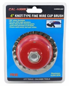 CAL-HAWK 4" Twisted Knot Type Fine Wire Cup Brush for 5/8" Arbor - Picture 1 of 1