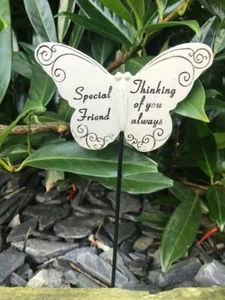 Friend Butterfly Stick - Memorial Tribute Spike - Remembrance Stake Plaque - Picture 1 of 2