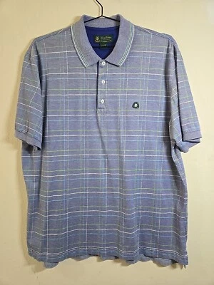 Camisa polo masculina golfe Brooks Brothers St. Andrews Links XL azul e verde neon - Imagem 1 de 4
