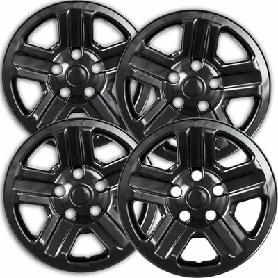 4 New Gloss Black 16" Impostor Wheel Skins for 07-18 Jeep Wrangler JK Rim Covers - Image 1 of 4
