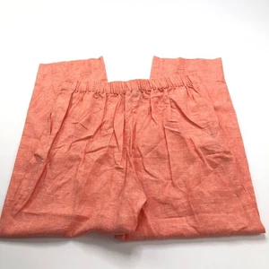 Chico's 100% Linen 1 (Fit 33W 27L) High Rise Beach Elastic Pull On Pants Orange - Picture 1 of 13