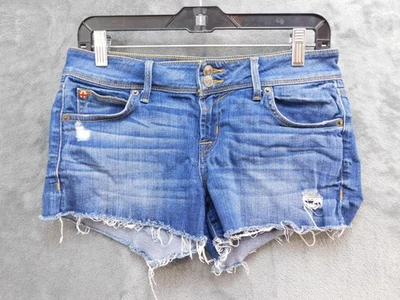 Hudson Shorts Womens 25 Blue Denim Croxley Mid Thigh Raw Hem Distressed Ripped - Image 1 of 4