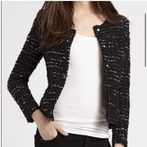 IRO Black Tweed Boucle Molly Collarless Blazer Jacket Size US/0 - Picture 1 of 10