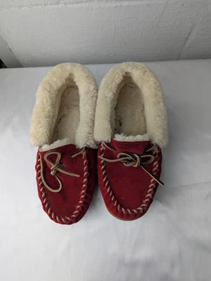 L.L. Zapatillas mocasín Bean Wicked Good rojas forradas en piel de oveja para mujer talla 8 M Foto 1 de 4