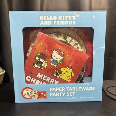 Hello Kitty Christmas Tableware Party Set 16 Lunch & Dessert Plates, 40 Napkins - Image 1 of 4