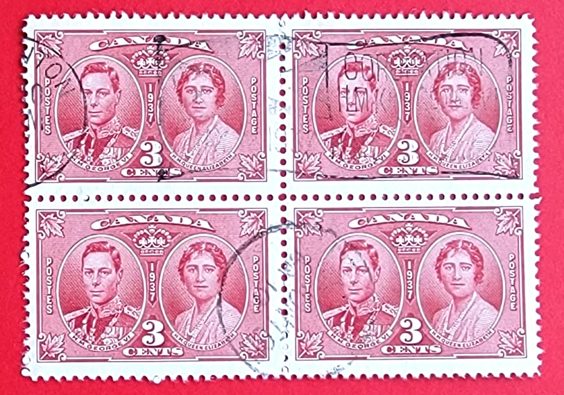Sello de Canadá #237 - Rey Jorge VI y Reina Isabel (1937) Bloque usado Foto 1 de 1