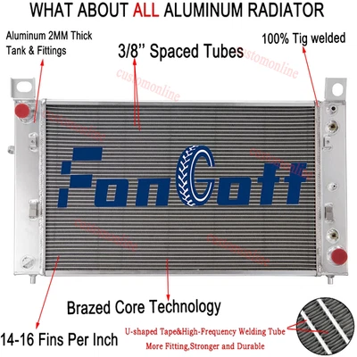 28"W Aluminum Radiator Fit 99-13 GMC Sierra Suburban Tahoe Yukon Chevy Silverado Foto 1 de 4