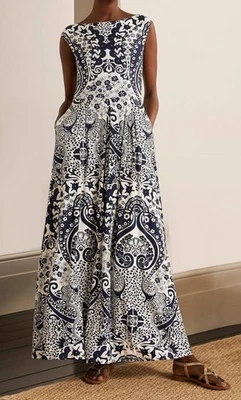 Boden черный и белый DOLLY калейдоскоп без рукавов Джерси Summer макси платье 14 R - Изображение 1 из 4