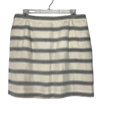 Falda lápiz J Crew a rayas de lino y seda para mujer talla 8 calce clásico Foto 1 de 4