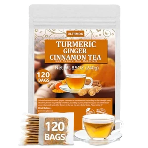 120 bolsas de té premium de mezcla de cúrcuma, jengibre y canela, 100 % naturales y sin... - Imagen 1 de 5
