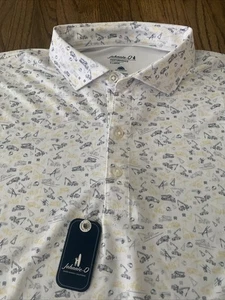 Camisa polo blanca con tema de construcción Johnnie-O Performance para hombre rara XL NUEVA CON ETIQUETAS - Imagen 1 de 10