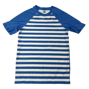 Tea Collection Size 8 Short Sleeve Rash Guard Blue White Striped Raglan Summer - Picture 1 of 5