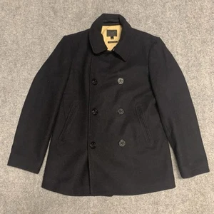 J.Crew Men’s Bayswater Pea Coat Dark Navy Blue 100% Wool Thinsulate Size Medium - Picture 1 of 14