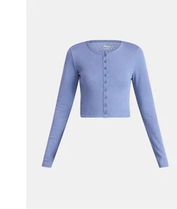 NB Strickjacke Pointelle mit Knöpfen vorne und langen Ärmeln Damen blau XS - Bild 1 von 5
