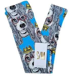 NEW Lularoe Leggings Girls S/M (sz 2-8) Colorful Dogs Glasses Crown Soft Stretch - Picture 1 of 12