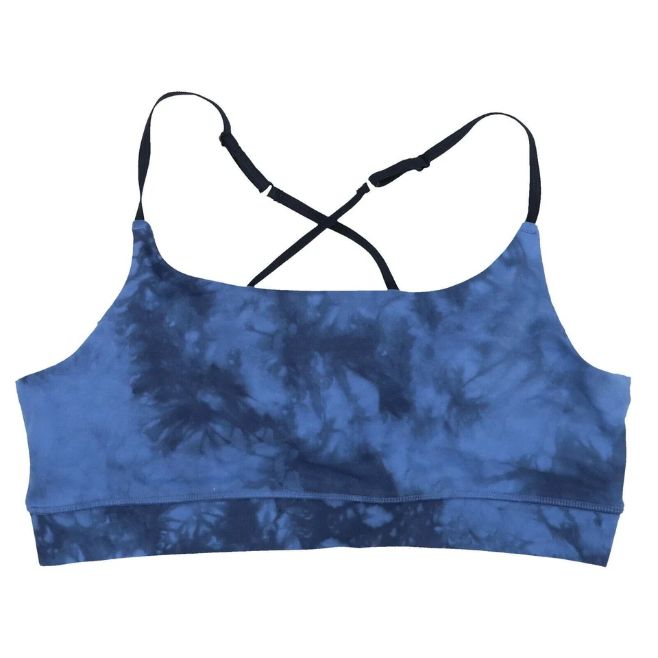 Skechers Womens Sports Bra Strappy Crossback Adjustable Navy Tie Dye Size Xl