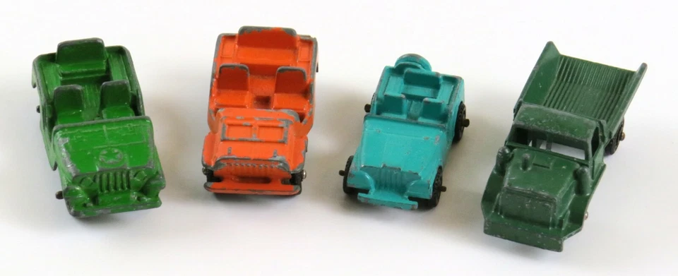 Mini Marx, Midgetoy, Etc. Vintage Die-Cast Jeeps, Military, Dump Truck, Lot of 4 - Image 1 of 4