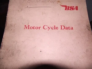 Manual de datos de moto BSA 1958 - Imagen 1 de 2