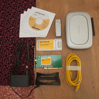 Netgear Router WLAN Set, 4x LAN Port, PC-Card, Stick, PCI-Karte Komplettset! - Bild 1 von 4