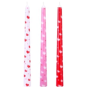 3 Pcs Valentines Heart Taper Candles-10 Unscented Valentine's Day Taper Candl... - Picture 1 of 7