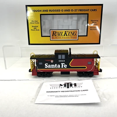 MTH RailKing 30-77377 Santa Fe Black Bonnet Ext Vision Caboose Used O #0013 Rare - Image 1 of 4