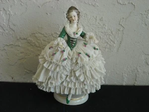 Vintage Germany Woman in Fancy Dress Figurine with Crossed Swords Mark - Picture 1 of 7